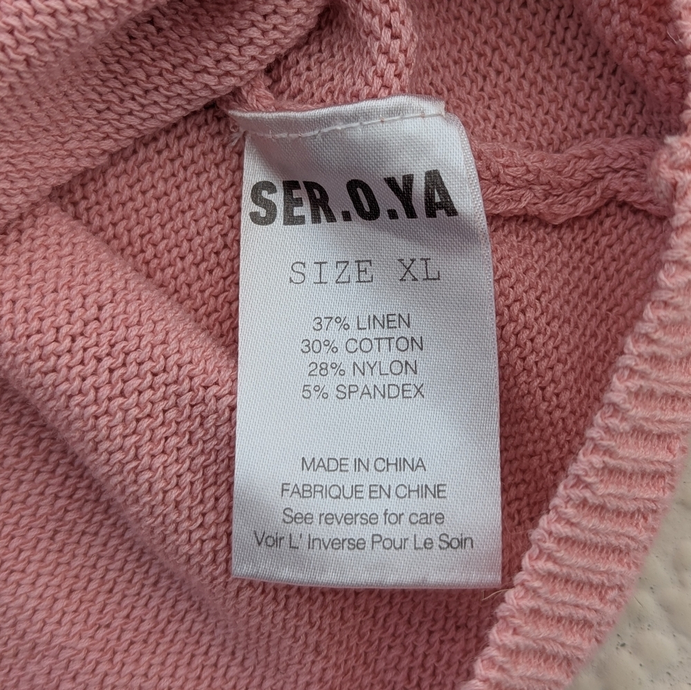 SER.O.YA | Alivia Knit Top Pale Blush Pink Size XL Retrofete Euro Chic Cropped - Picture 10 of 16